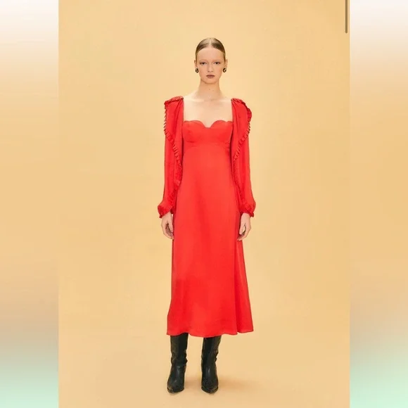 FARM Rio | Dresses | Nwt Farm Rio Heart Shaped Neckline Satin Red Maxi Dress  Xs | Poshmark